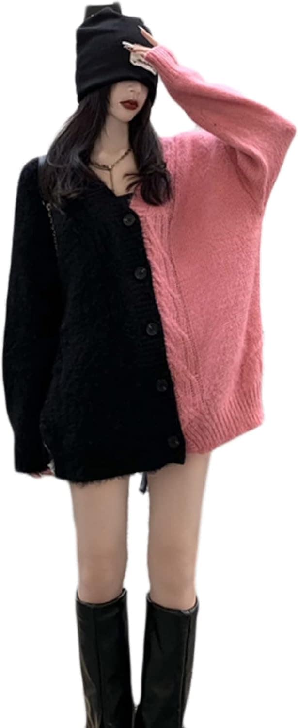 カーディガン アウター レディース バイカラー おしゃれ Vネック カジュアル トップス 普段着 上着 セーター キレイ 大きいサイズ シンプル お洒落 お出掛け 韓国風 ファッショ