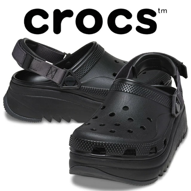 クロックス レディース 厚底 クロッグサンダル ハイカー エスケープクロッグ サボサンダル チャンキーソール カジュアルシューズ 208365 001 ブラック 黒 靴 送料無料