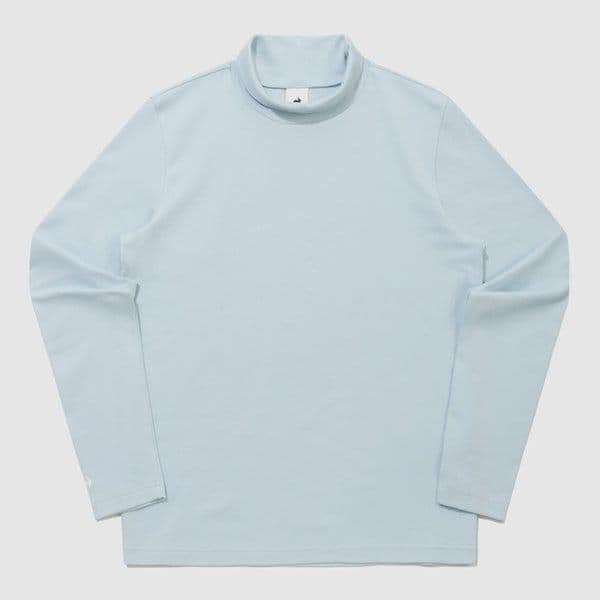 ユニ エッセンシャル レギュラー ピーチ起毛 モックネック 長袖 Tシャツ (QQ423LRLO1_WBL)