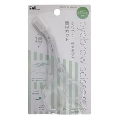 他サイト： KAI 貝印　クシ付きマユハサミDX　クリア 右手専用　KQ3030の商品画像
