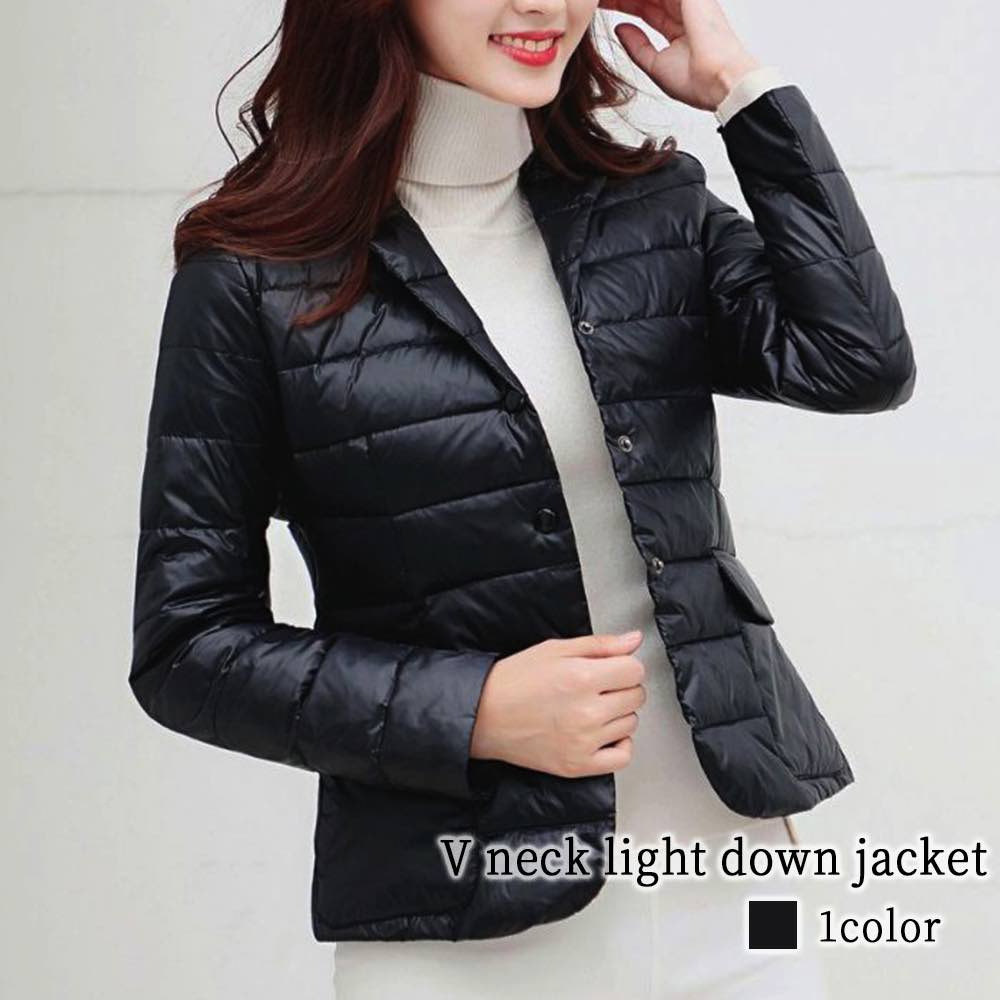 ダウンジャケット レディース Vネックライトダウンジャケット ショート 春 ロング ハーフ 軽い 赤 秋 スリム 白 ジャンパー 暖かい 高級 おしゃれ ダウンコート ブランド 冬 ダウン 人気 軽量