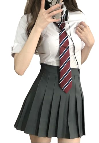 [] 女子高生 制服 学生服 セーラー服 制服 女子高生 高校制服 3点セット ネクタイ スカート チェック セット スクール ファッション レディース お揃い 卒業式スーツ ハロウィン コスプレ(g