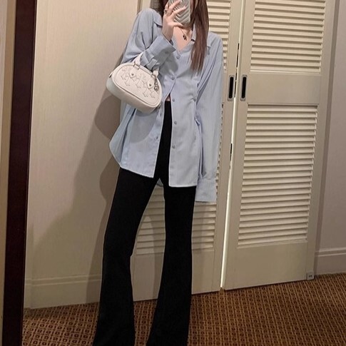 レディース トップス シャツ ブラウス 長袖 ドロップショルダー Vネック 襟付き 角襟 オーバーサイズ 前開き ボタン シンプル カジュアル 上品 おしゃれ こなれ感 ルーズ 抜け感 無地 春 秋