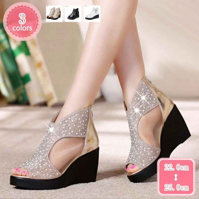 1000円OFFクーポン サマーブーツ ブーツサンダル サンダル ハイヒール 厚底 8cm レディース サマー ブーツ ウェッジソール メッシュ オープントゥ 厚底サンダル 美脚 ブーツ レディース靴