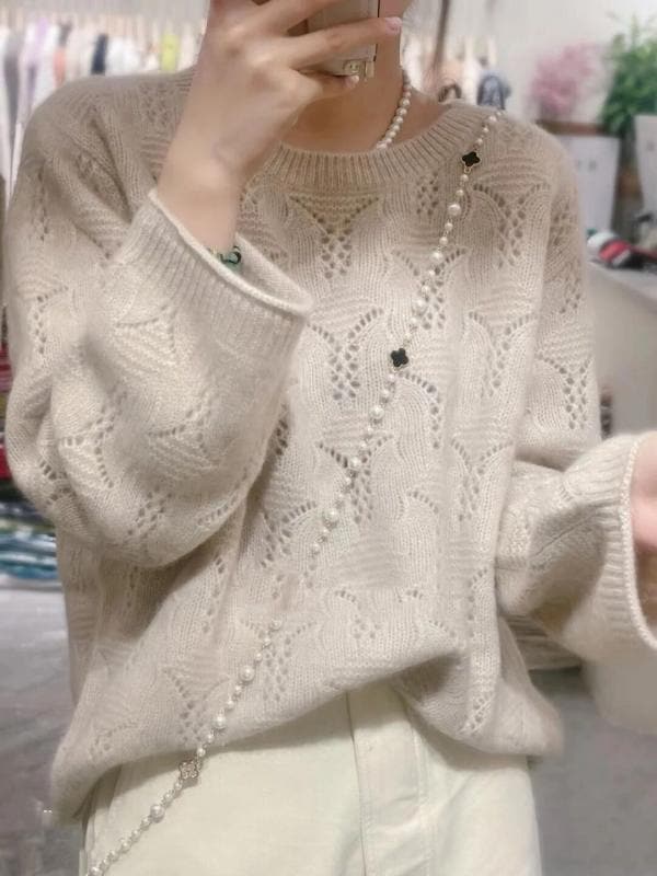 ファッション 服 オシャレ カワイイ シンプル 大カワイイ サイズ 婦服 ソフト セーター 秋 トップス ラウンドネック