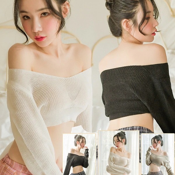 リピーター続出中！単品 セクシーニット 長袖 トップ ランジェリー【8353】