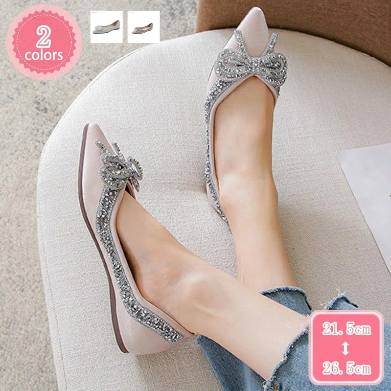 500円OFFクーポン バレエシューズ パンプス 痛くない リボン 小さいサイズ 大きいサイズ フラット キラキラ レディース 歩きやすい ぺたんこ ローヒール 走れる 通勤 立ち仕事 可愛い 柔らか