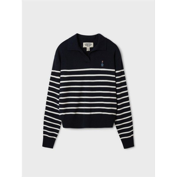 【スティーブ】 オープンカラー ストライプ プルオーバー(WHKAF2353F)