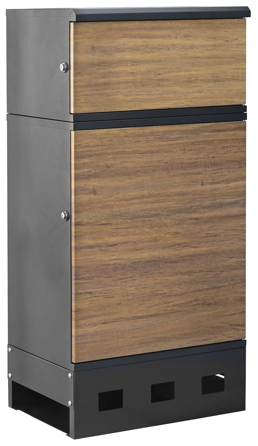 [山善] 置き型 宅配ボックス 大容量 鍵付き アンカー不要 戸建て 屋外 郵便 宅急便 置き配 シンプル 宅配BOX 宅配ポスト 配達ボックス 宅配ボックス・ピーボ2BOX 木目・ブラック EPB