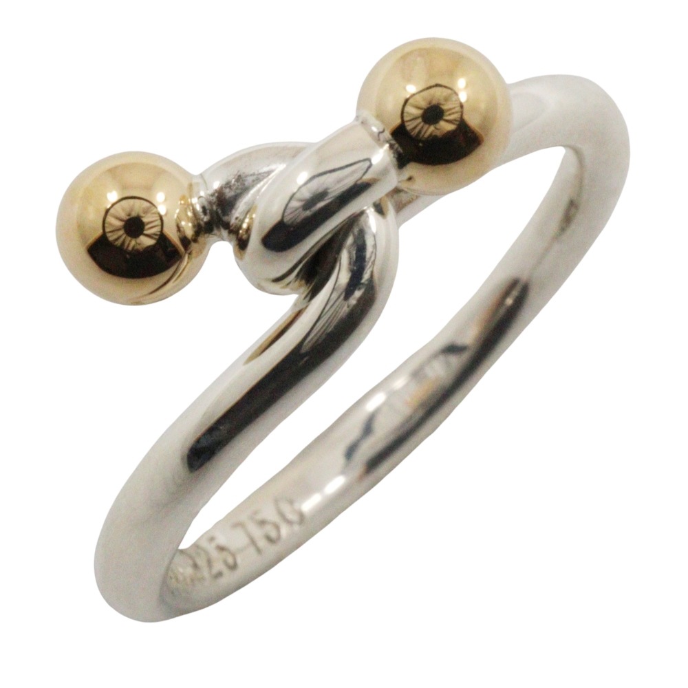 フック＆アイ リング・指輪 シルバー925 K18イエローゴールド 7.5号 約2.3g レディース 中古品 A-ランク