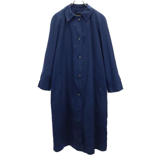80s ヴィンテージ 長袖 ステンカラーコート 10-M ネイビー系 レディース