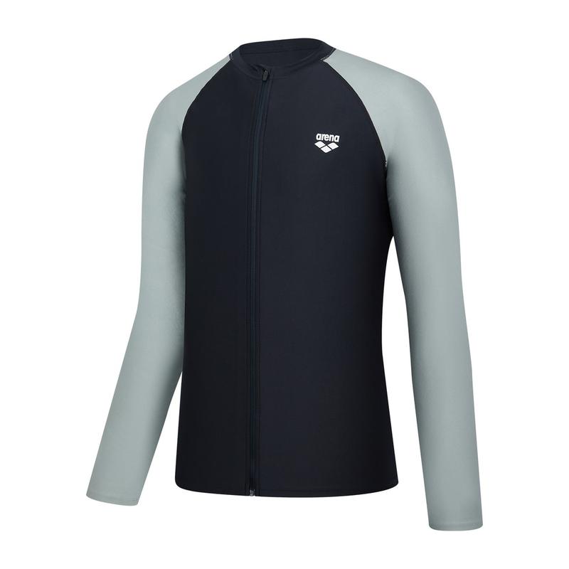 男性サンセットリラックスフィットジップアップラッシュガード A4BM1RR48 (BLK,WHT)