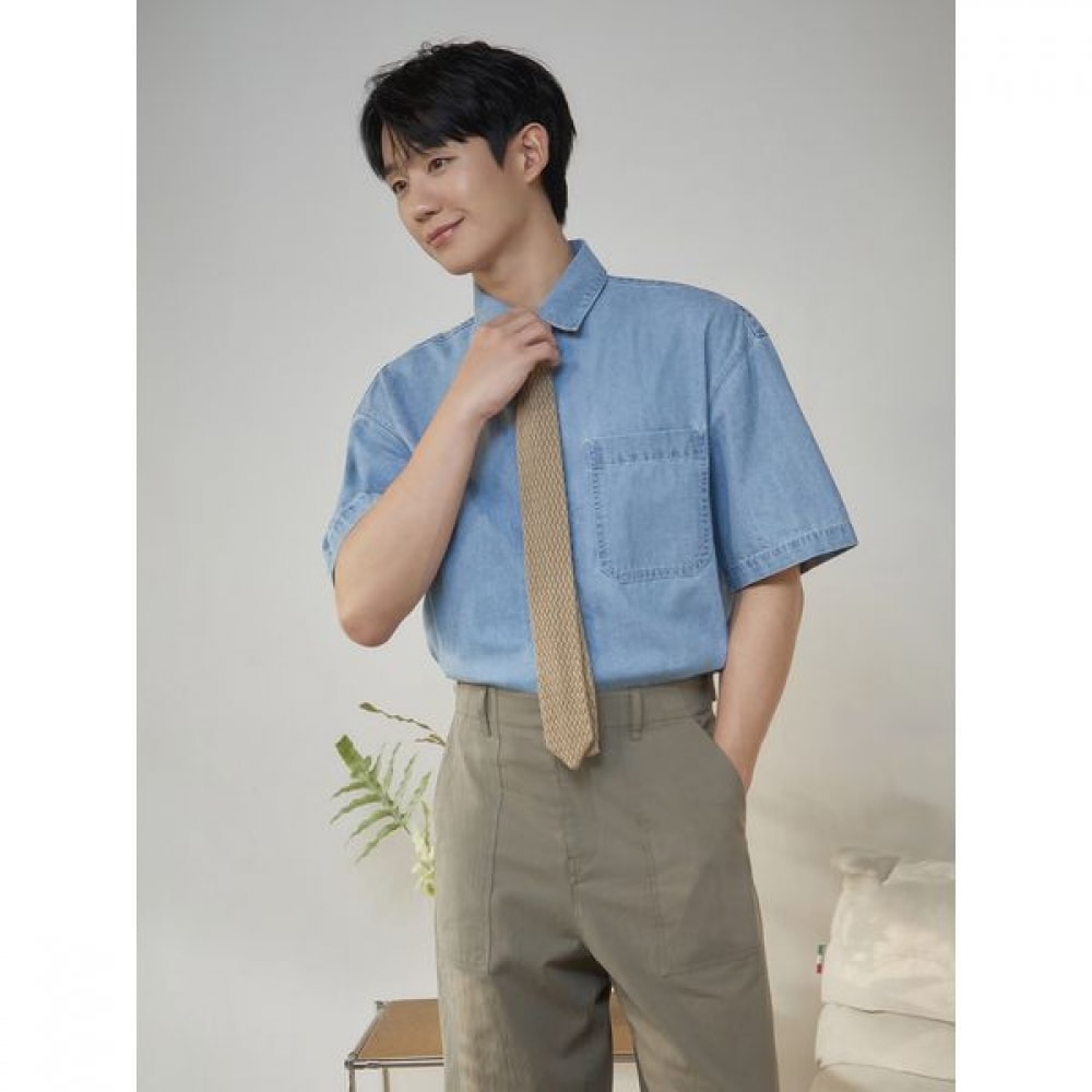 [マインドブリッジ] デニムオーバーフィットショートスリーブシャツ_2色 7,981円