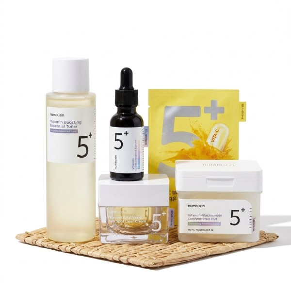 [ 5番白玉点滴 5種セット] 5番 グルタチオンCトナー 200ml + 美容液 30ml + レーザークリーム 50ml + フィルムパッド 70枚 + マスクパック5枚