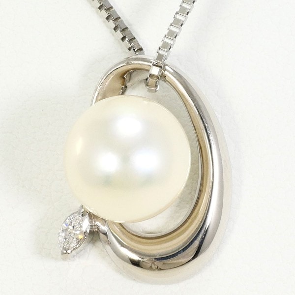 PT900 プラチナ PT850 ネックレス パール(真珠) ダイヤ 中古