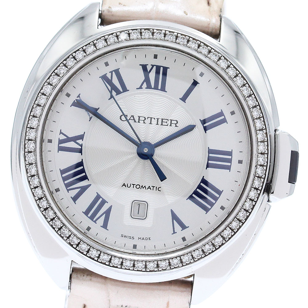 カルティエ CARTIER W4CL0005 クレ ドゥ カルティエ デイト ダイヤベゼル 自動巻き レディース _870365【中古】