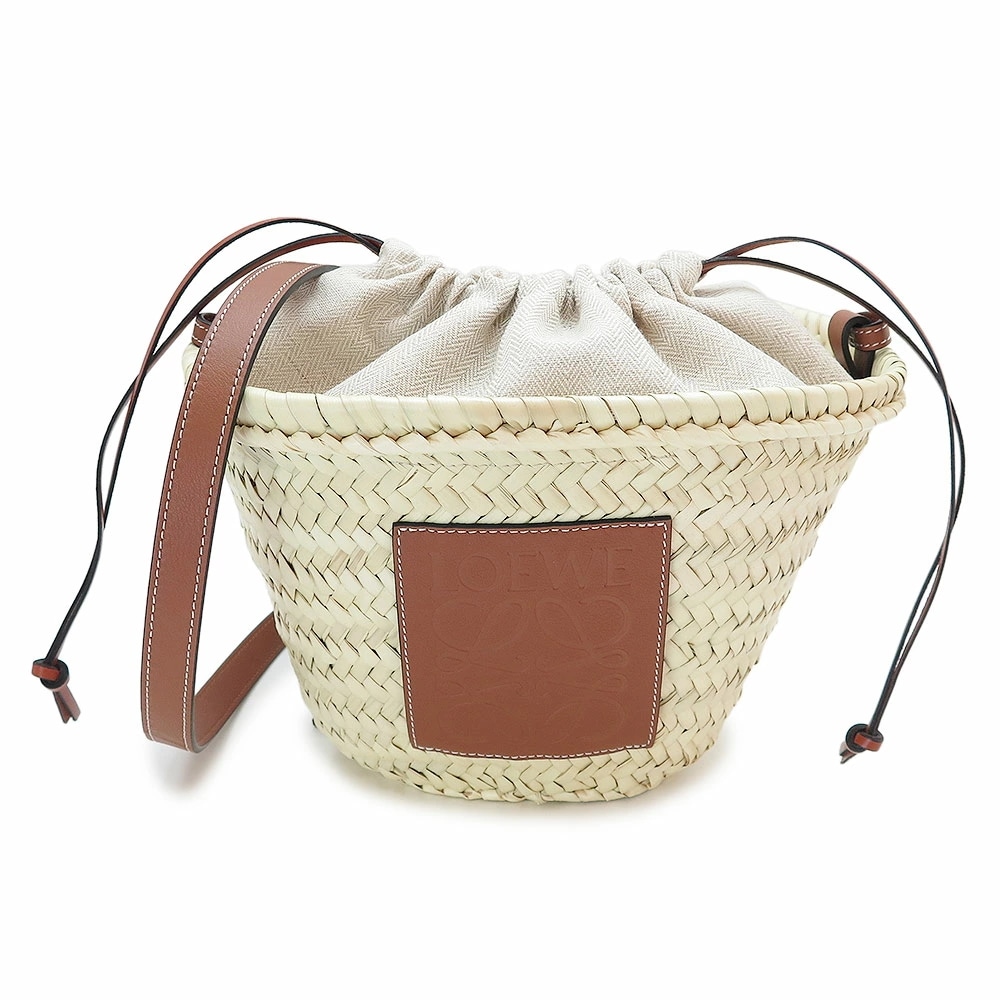 ショルダーバッグ レディース A223222X01 2435 ドローストリング バケットバッグ バスケットバッグ かごバッグ ナチュラル＋タン 2025年春夏新作