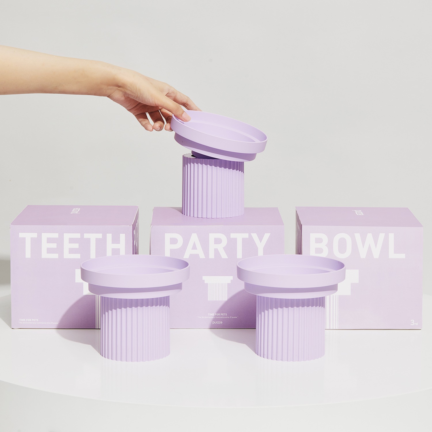 Purrre 新色 TEETH PARTY FEEDER BOWL ULTEA VIOLET ペット猫犬用 可愛いな食器スタンドセット 餌入れエサ皿