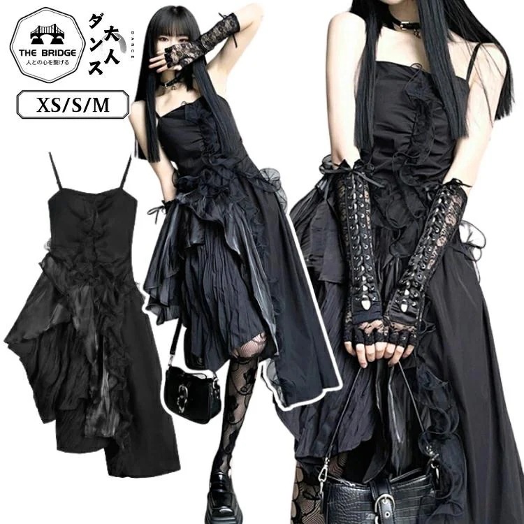 [新品入荷]ステージ衣装 サブカル系 ブラック レディースダンス衣装 単品 ハロウィン ロック ロリータ パーティー セクシー ダンス衣装 レース レディース バンド風 原宿風