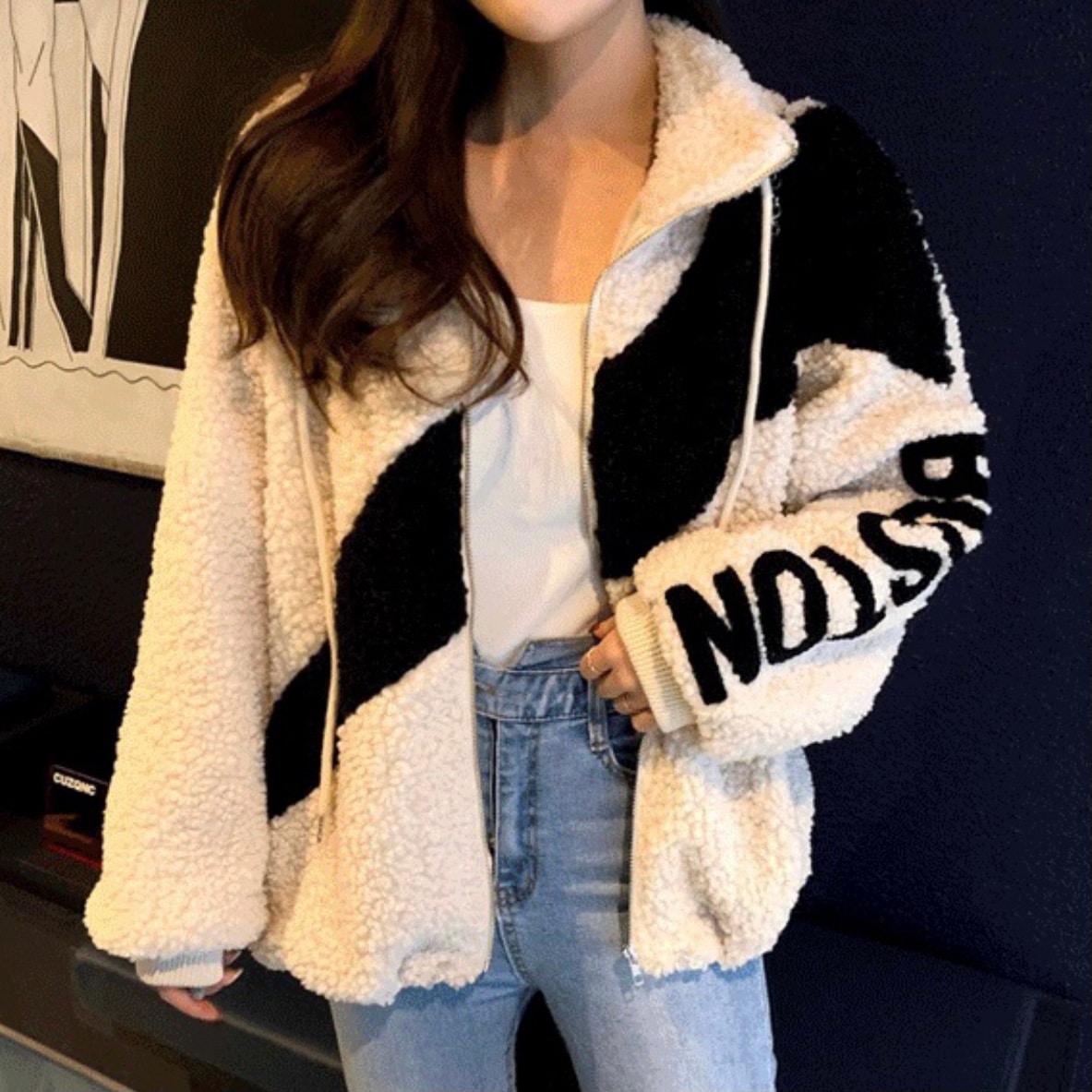 韓国ファッション3カラージャンパージップアップブルゾン