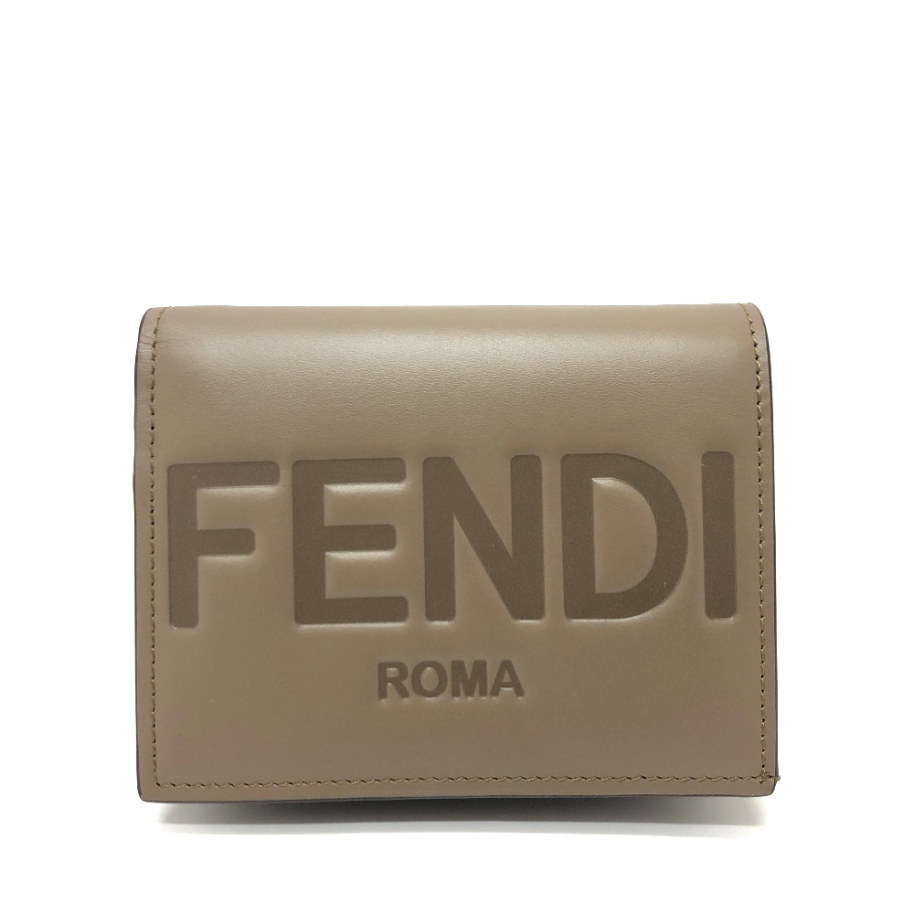 2つ折り財布 8M0420 ロゴ 財布 ウォレット コンパクトウォレット レザー ブラウン