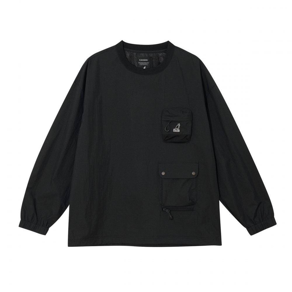 ナイロン ポケット プルオーバー ブラック KRECRT17720