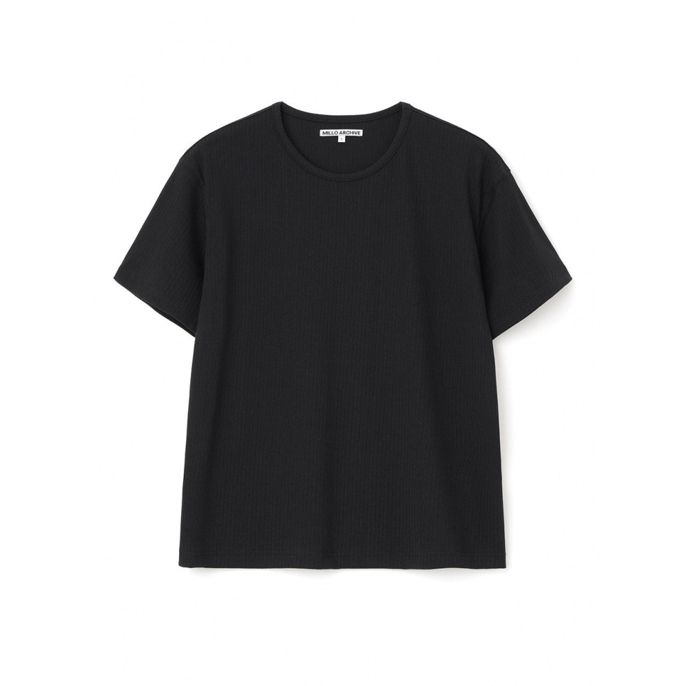 Millo Archive テクスチャードクロップド Uネック T シャツ