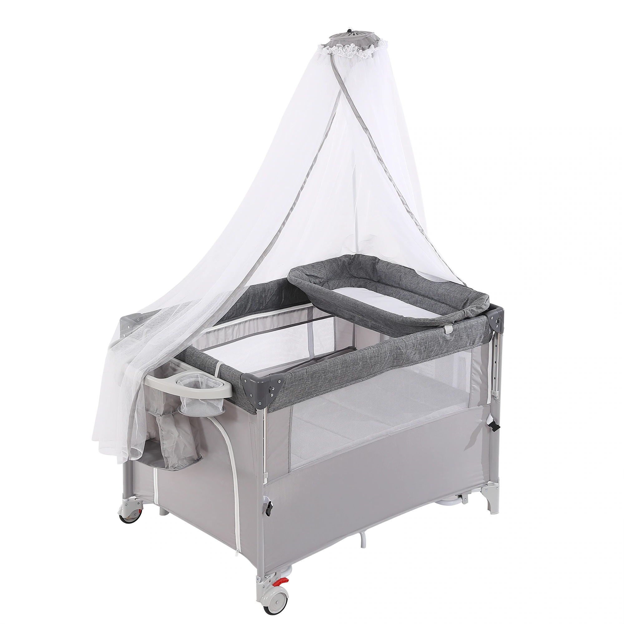 2026新作折[72]折りたたみ ベビーサークル コンパクト おむつ替えテーブル付 お昼寝 蚊帳付 ゆりかご 大容量収納
