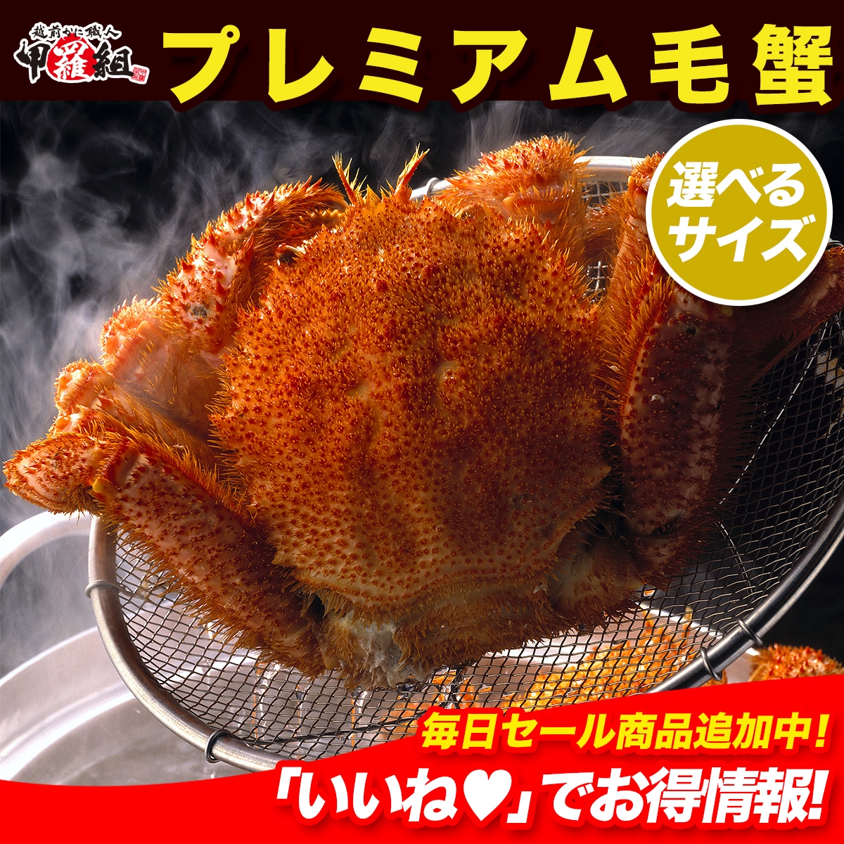 紋別ニチモウ加工の一級品！　北海道オホーツク海の流氷海明けプレミアム　毛蟹 選べるサイズ！【1】特大800g1ハイ【2】中型440g2ハイ【3】小型330g3