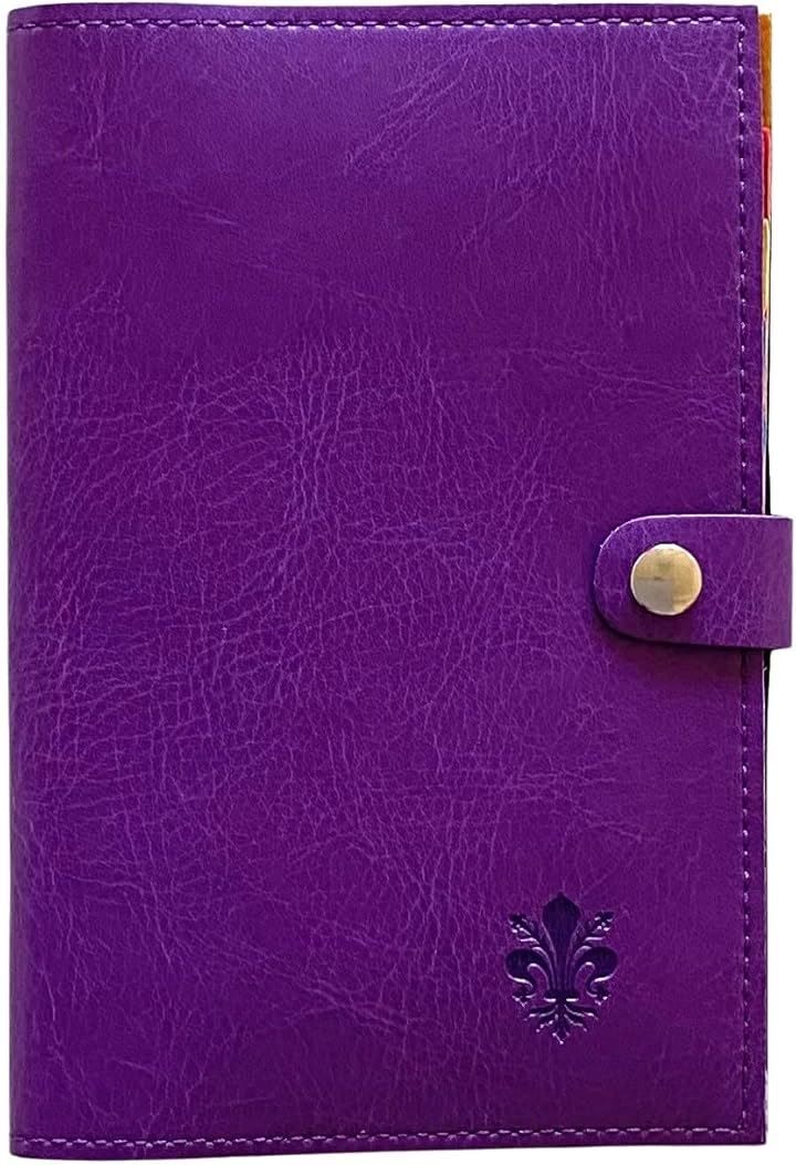 お薬手帳カードケース イタリア製 カード8枚収納 スナップとめ 母子手帳ケース お薬手帳カバー 健康保険証 診察券 通院 キャッシュカード等をまとめるのに便利なケース( バイオレット)