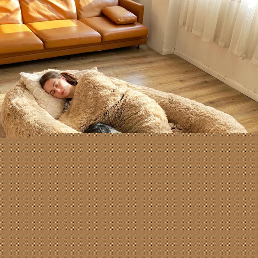 人間用の巨大な犬用ベッド洗濯機で洗える人間用犬用ベッド人間工学に基づいた3Dフォームビーンバッグベッド犬用ベッドのように見える豪華な人間用ベッド