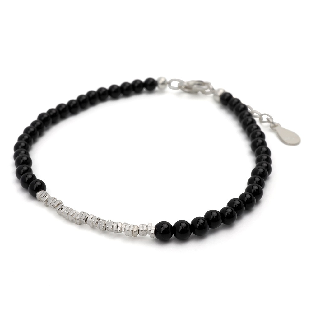 シルバー925 天然オニキスブレスレット [cb121]