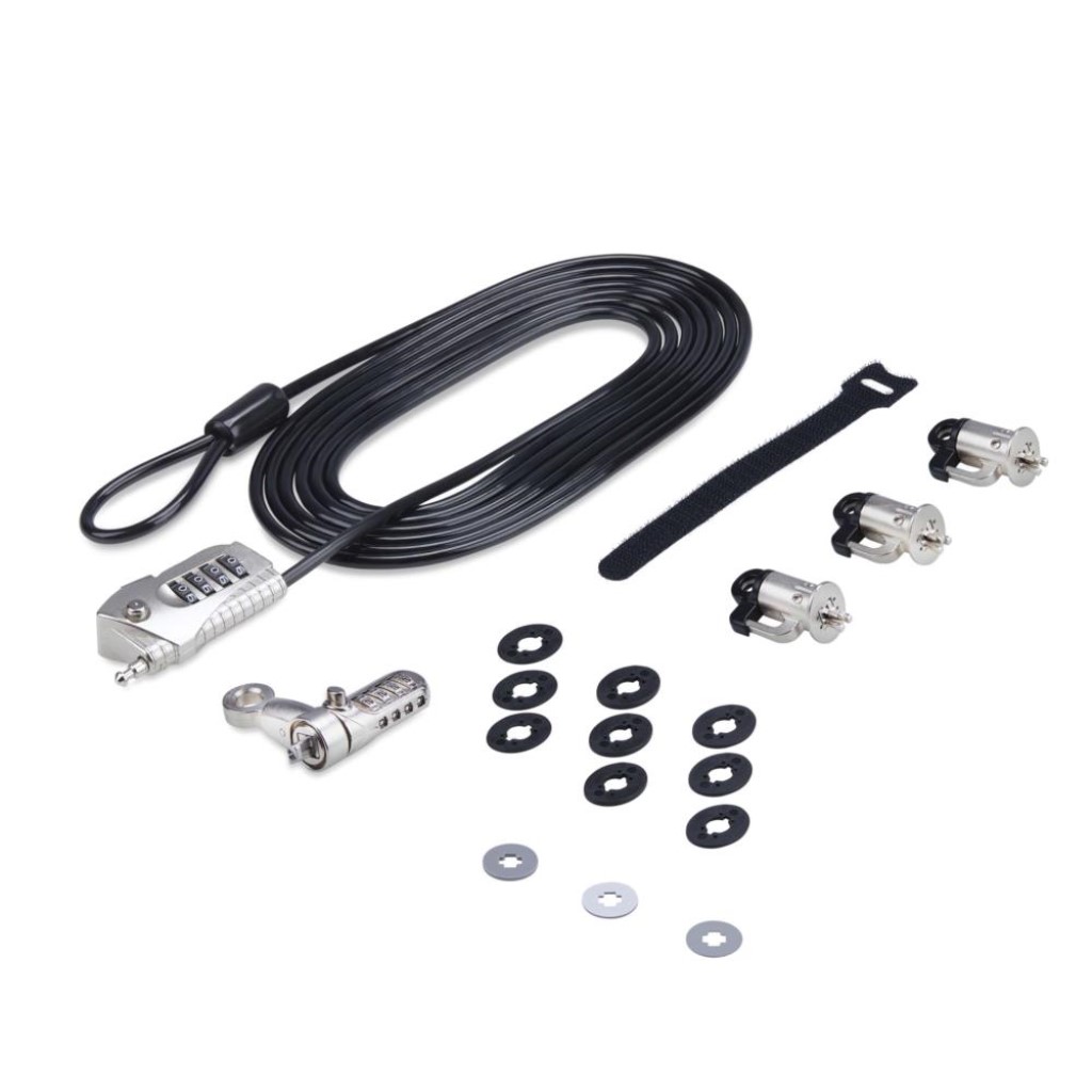 StarTech.com [3M4-DESK-LOCKING-KIT] セキュリティワイヤーロックキット/デバイス用ロック 3個 + 4桁ダイヤル錠式ロック 1個/ケンジントンスロット対応/3mスチー