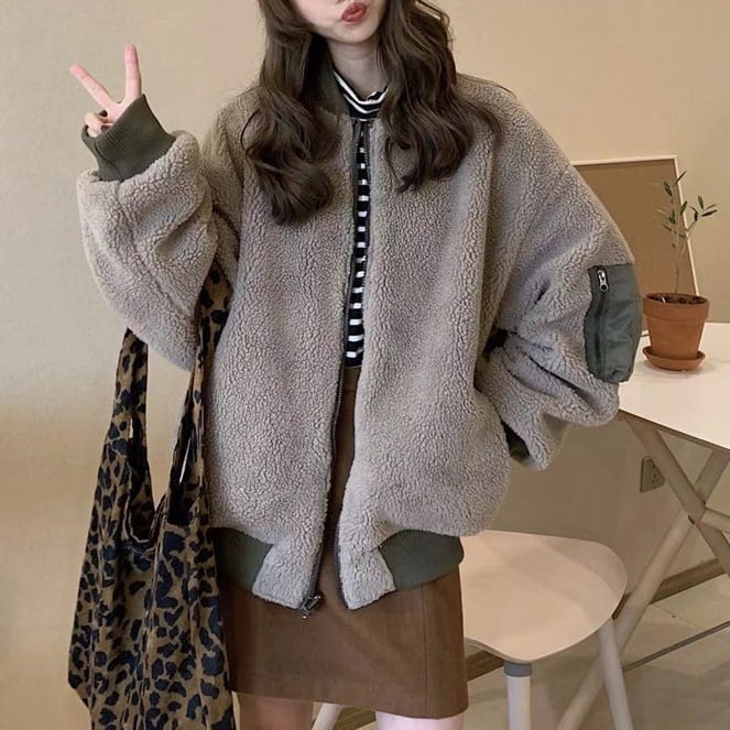 ボアブルゾン レディース リバーシブル ジャケット 上着 羽織り アウター ブルゾン MA-1