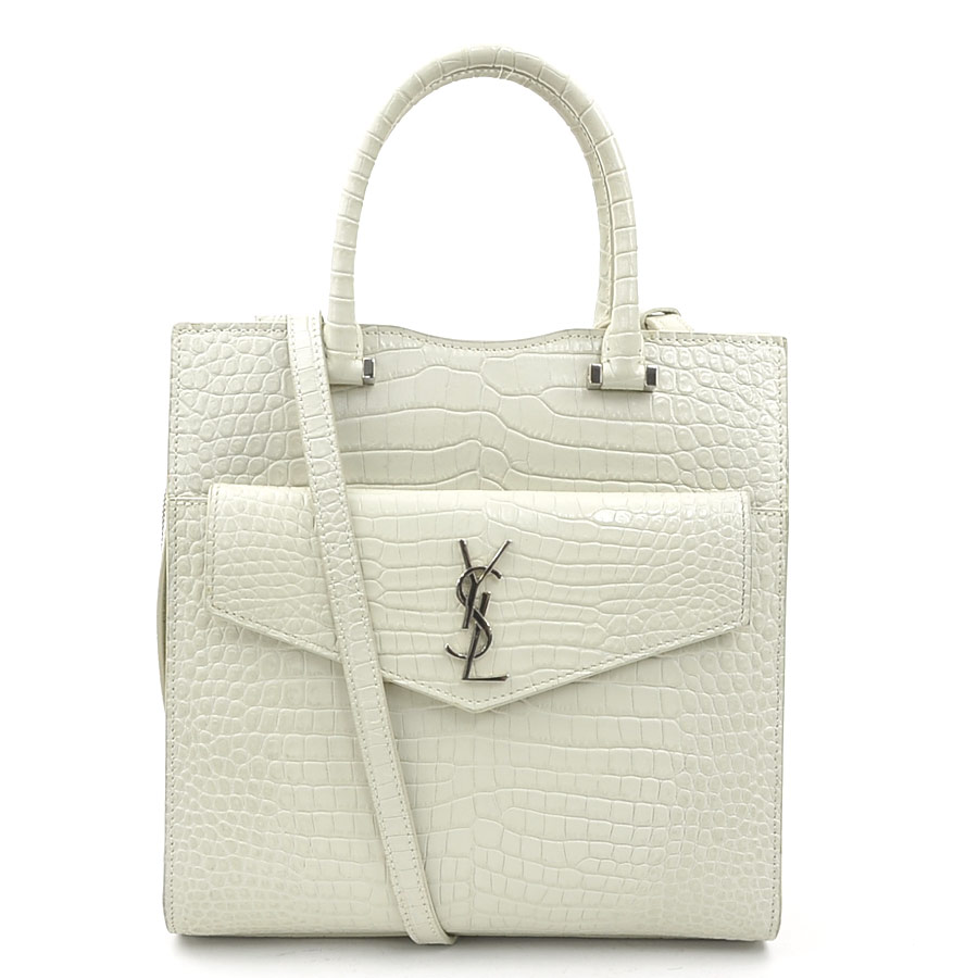 サンローラン SAINT LAURENT ハンドバッグ ショルダーバッグ アップタウン 型押しレザー アイボリー レディース 561203 r11092a