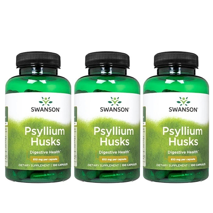 3本 スワンソン サイリウムハスク 610mg 100錠 食物繊維 海外直送 日時指定不可 ヤマト国際便