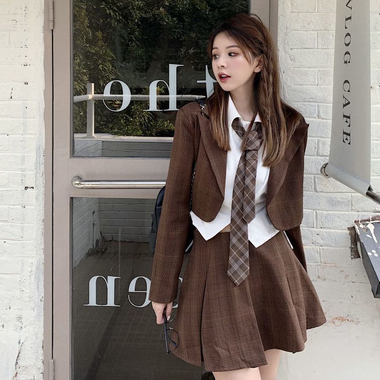 制服スーツワンピース 学院風JK制服スーツショート丈スーツ透かし彫り春秋プリーツスカート 脚魅せミニスカート 涼しく楽ちんセットアップ ブレザー コスプレ女子高生 4,917円