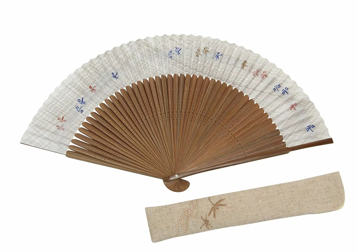 京扇子 メンズ 蜻蛉 45本骨 唐木短地 両面柄 京都職人 手作り 扇子 扇子袋付き 木粧箱入り 着物小物