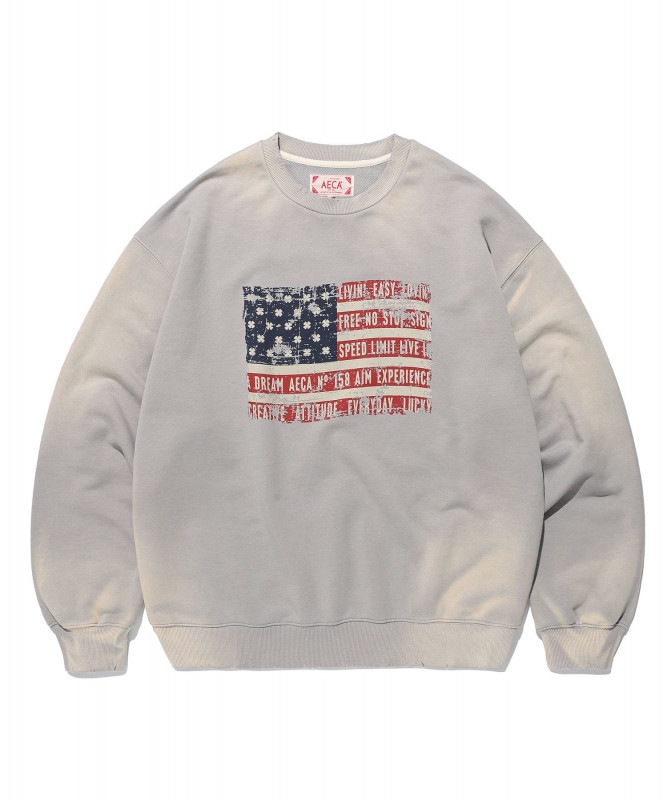 EASY &amp FREE FLAG SWEAT SHIRTS-GREY