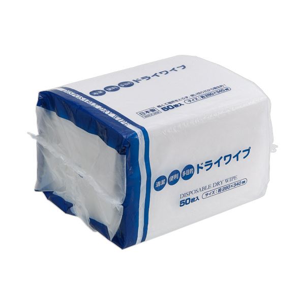 （まとめ） 溝端紙工印刷ドライワイプ 中判タイプ 1パック（50枚） [x10セット]