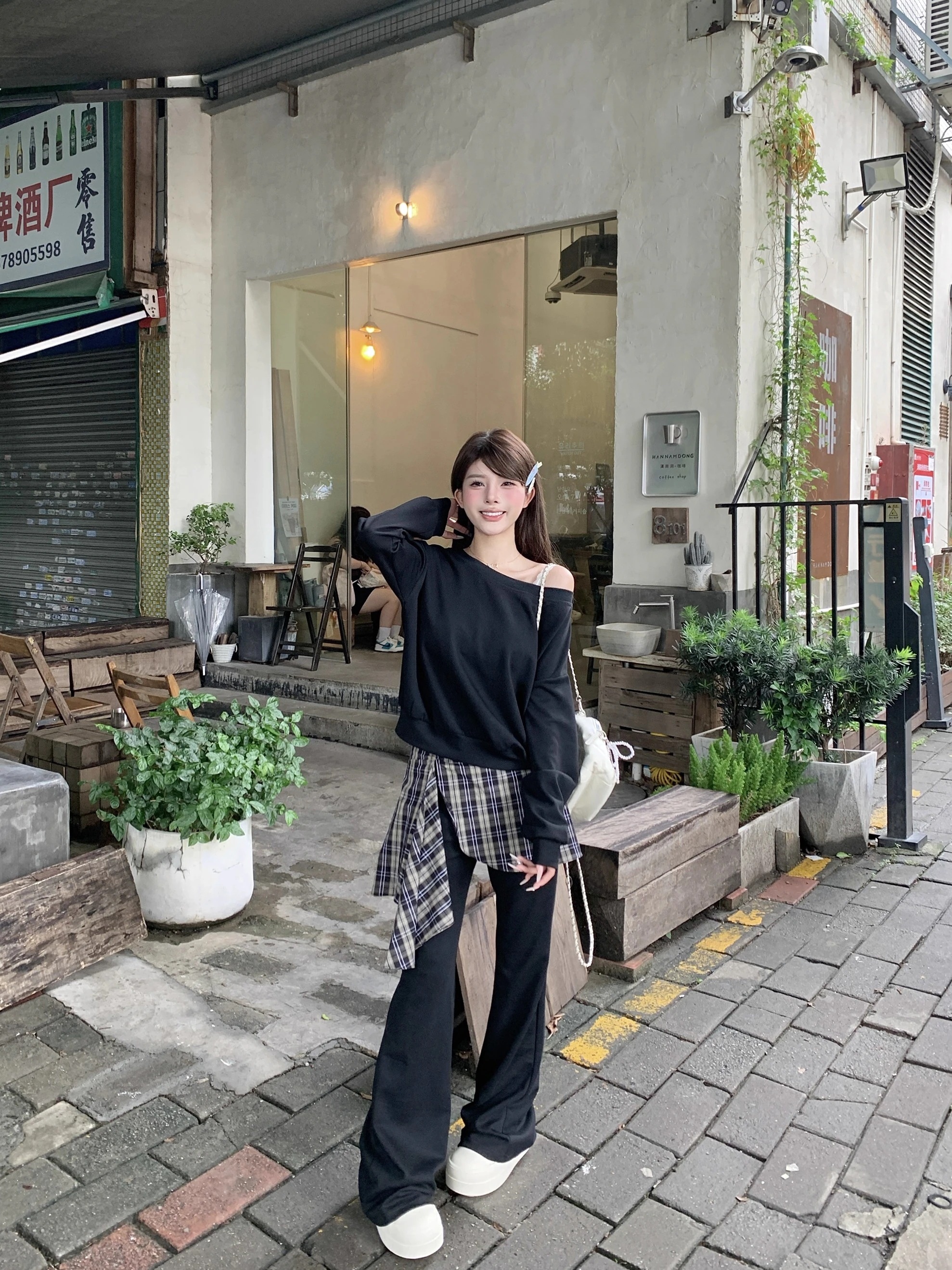 長袖 かわいいレディース 2025秋冬 トレーナーレトロセット黑白フーディーブルサイズ丈トップス春カジュアルスポーツファッション系通学学生袖お出かけアップシルエットトラック 韓国