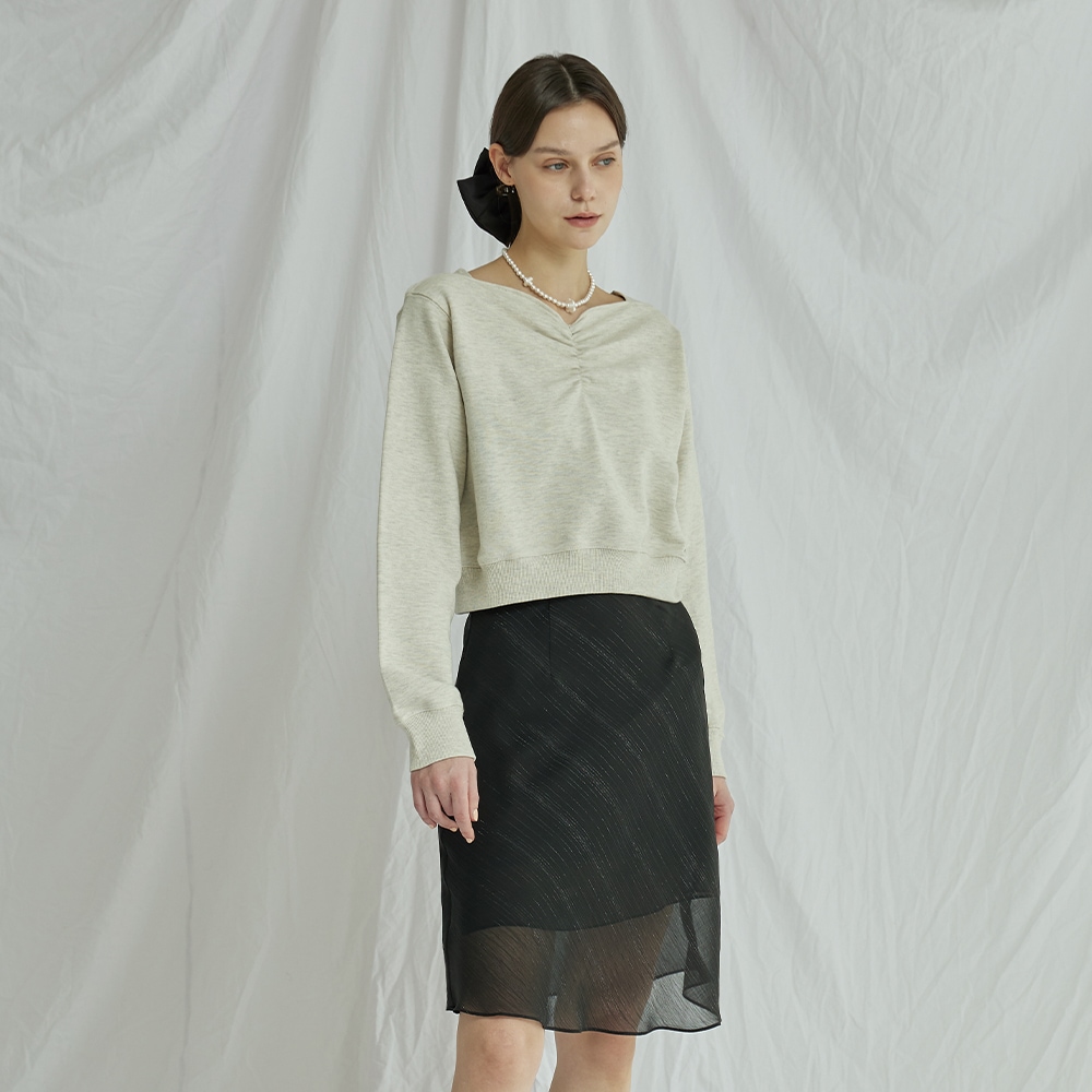 HEART-NECK SWEATSHIRT(OATMEAL, PURPLE)