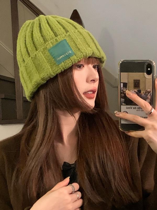 レディース 冬 ニット帽 秋 大きめ ウール 韓国 暖かい 厚手 耳 保護 アクリル オレンジ 緑 白 シンプル 普段使い カジュアル 柔らかい アウトドア スタイリッシュ