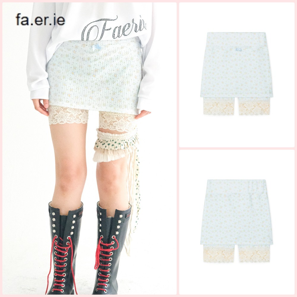 【fa.er.ie】flower jacquard skirt pants (sky blue)