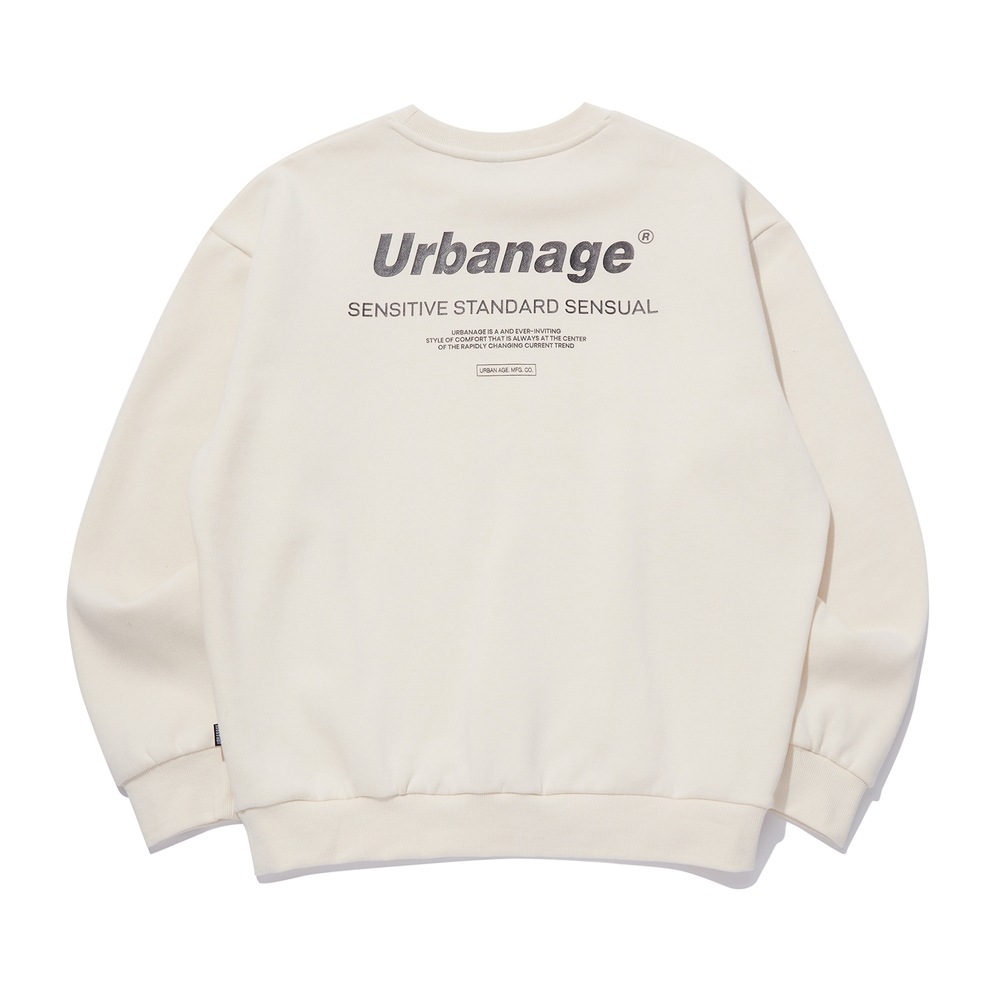 URBANAGEカラーセンシュアルオーバー起毛マンツーマン_クリーム
