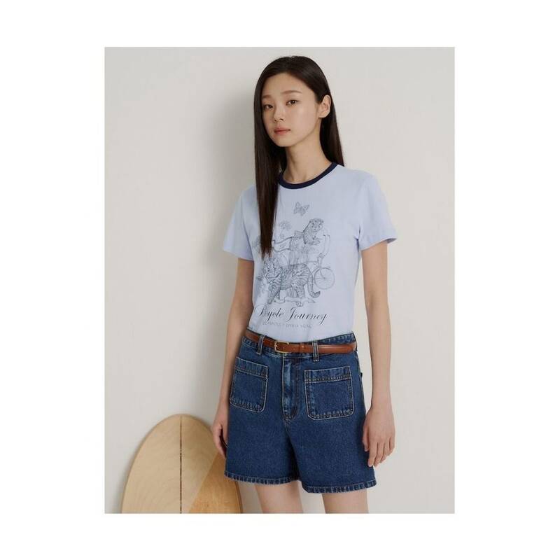 BEANPOLE LADIES [ダリアソング] コットン セミスリムフィット 半袖 リングガーTシャツ スカイブルー (BF6542K03Q) BF6542K03Q 423060