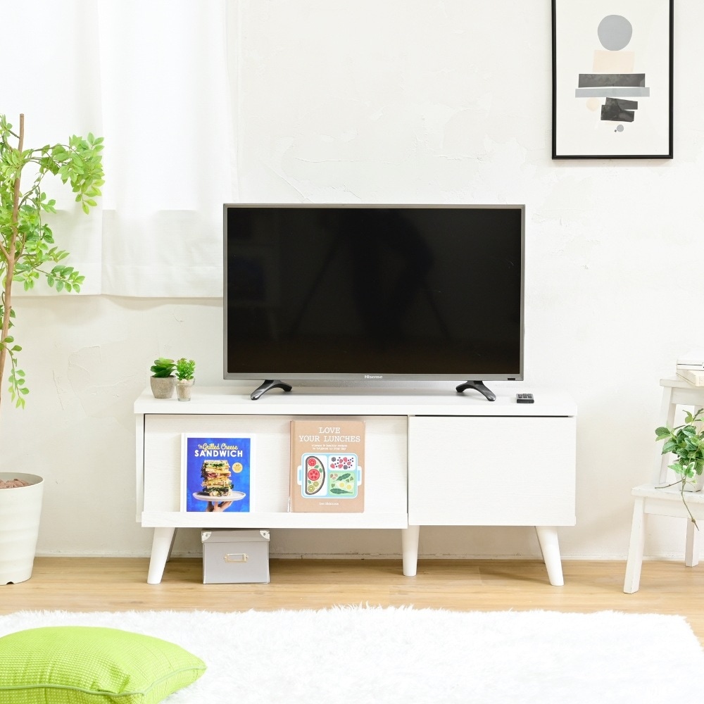 ディスプレイしたまま開閉できる テレビ台 ローボード 幅105cm 収納 フラップ扉 マガジンラック