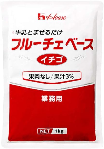 【牛乳と混ぜるだけ】フルーチェベースいちご 業務用 1KG：６袋入り