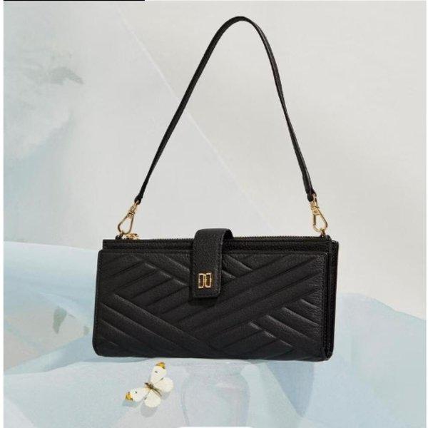 AK盆唐店 ブラックカーライル エンボスレザー ゴールドDD 多機種携帯電話ウォレットバッグ DCWA5E2