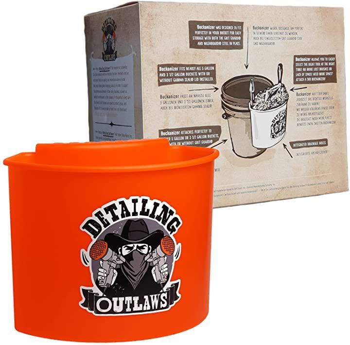 ディテ―リングアウトロー洗車用 バケツ 収納 キーパー 入れ物 スポンジ ブラシ 一式 保管 Buckanizer バッカナイザー(オレンジ)